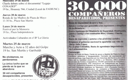 Noticias – Mendoza: Cronograma Por la Memoria y la Justicia – 24 de Marzo de 1976