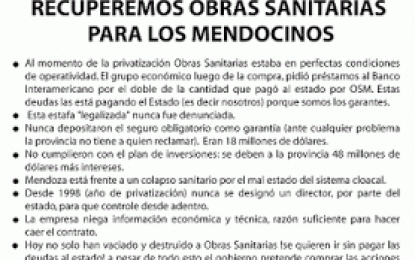 Noticias- Mendoza: Recuperemos Obras Sanitarias para los mendocinos