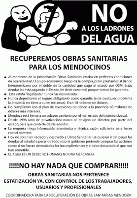 Noticias- Mendoza: Recuperemos Obras Sanitarias para los mendocinos