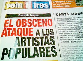 Carta abierta de artistas e intelectuales en defensa de Mercedes Sosa, Gieco y Parodi