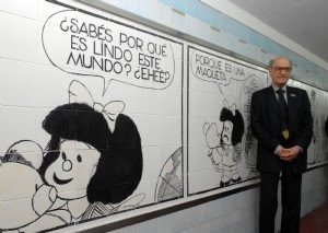 Ahora Mafalda está en las paredes del subte