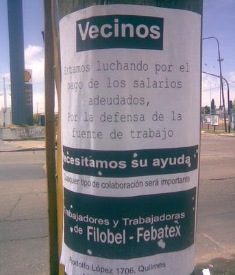 Trabajadores de Ex Filobel-Febatex piden solidaridad