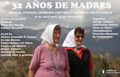 Homenaje a las Madres de Plaza de Mayo – Mendoza (30 de abril de 1977 – 30 de abril de 2009)