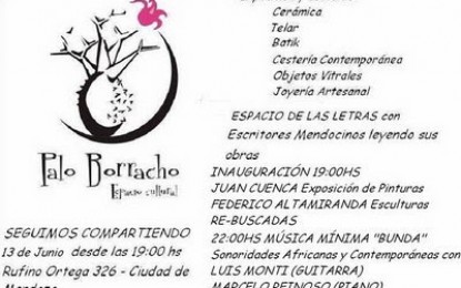 Actividades del Espacio Cultural Palo Borracho para el sábado 13 de junio