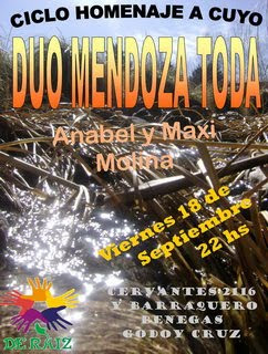 “Dúo de Mendoza Toda”, el viernes 18