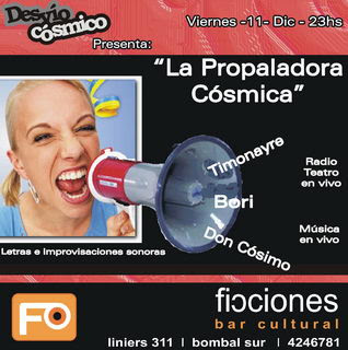 La Propaladora Cósmica: 11 de diciembre a las 23:00. Ficciones Bar Cultural