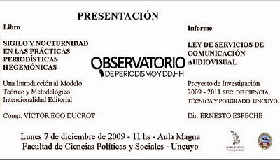 Presentación de libro sobre medios y poder en Argentina