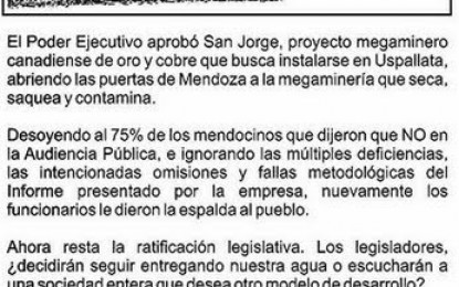 Multitudinario rechazo a la mina San Jorge de Uspallata