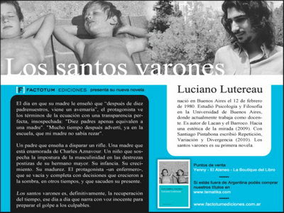 Apareció novela de Luciano Lutereau