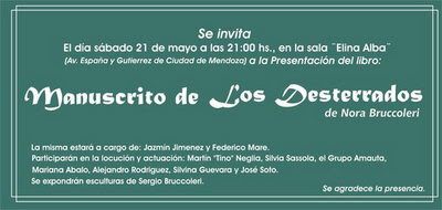 Presentación del libro “Manuscrito de los desterrados” de Nora Bruccoleri