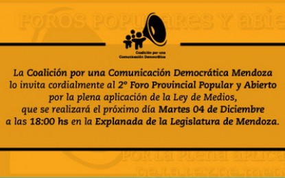 Invitación al Foro Provincial por la Ley de Medios