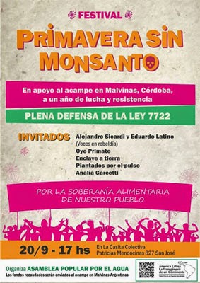 Contra Monsanto, Chevrón y San Jorge ambientalistas de Mendoza harán un festival en Guaymallén