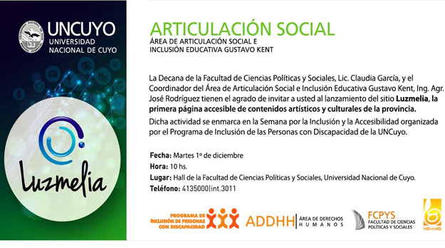 Invitación lanzamiento del sitio Luzmelia