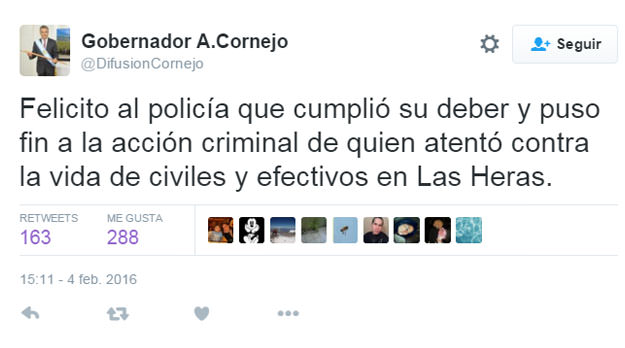Cornejo: felicitaciones y demagogia