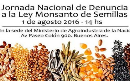 Argentina: Jornada Nacional de denuncia a la nueva Ley de Semillas