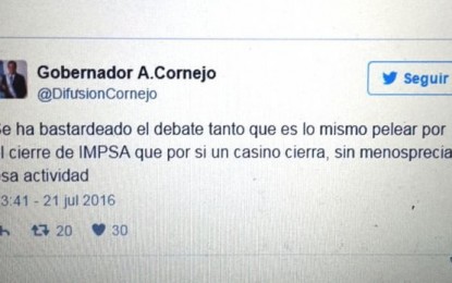 Cornejo reivindica empresarios que se enriquecen parasitando al Estado
