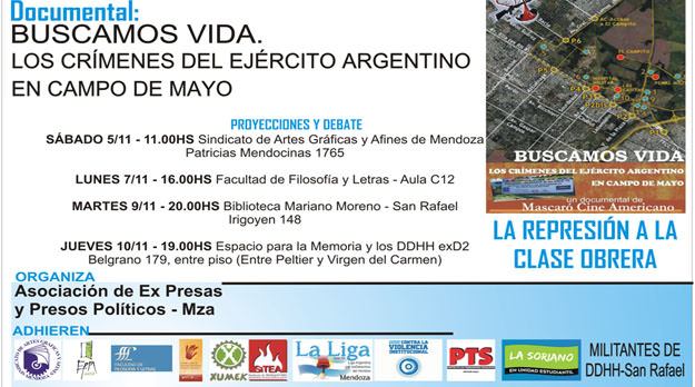 Proyección y debate del documental » Buscamos Vida. Los crímenes del Ejercito Argentino en Campo de Mayo»