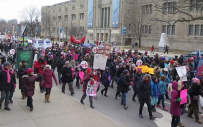 Milagro Sala en marcha de mujeres en Toronto