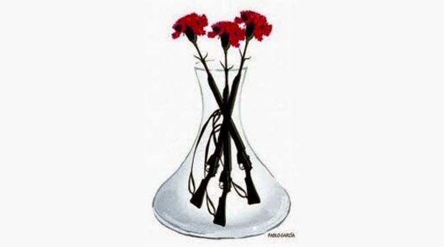 Si no se van… los echamos a patadas… o con una flor y el fusil