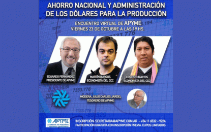 Encuentro virtual de APYME. Charla: «Ahorro nacional y administración de los dólares para la producción»